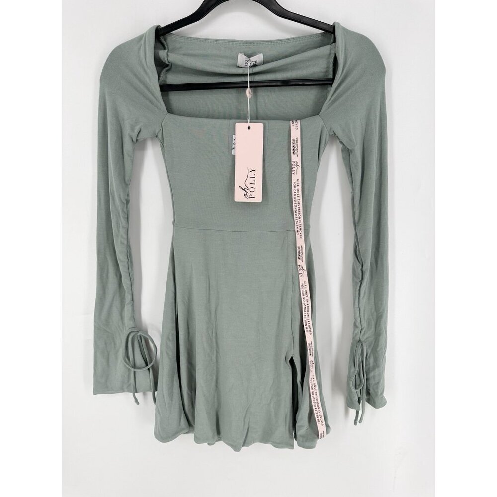 Oh Polly Amryn Long Sleeve A-Line Mini Dress Sage Size US 0 NWT - Picture 4 of 13